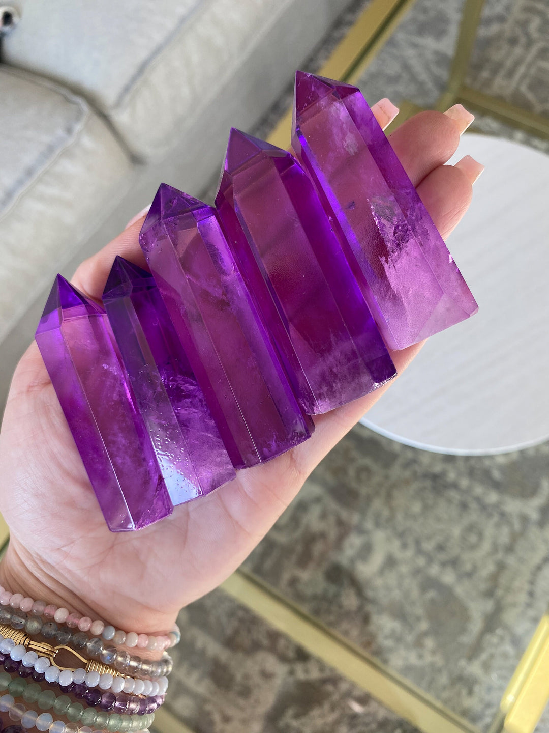 Purple Quartz Aura Points 2.5" tall each - Angel Aura