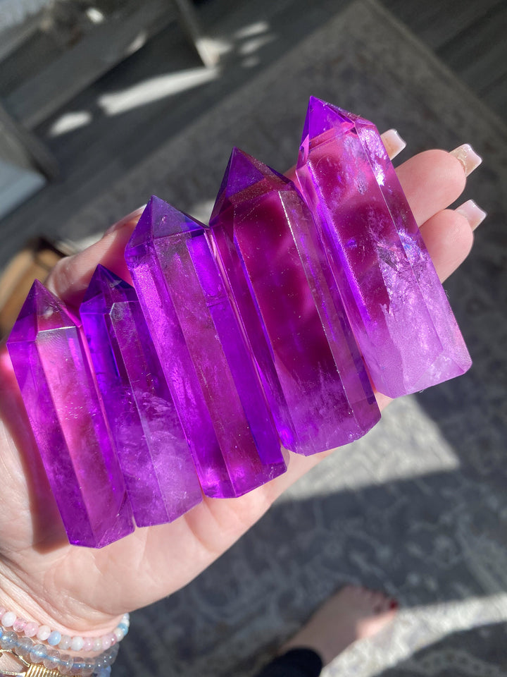 Purple Quartz Aura Points 2.5" tall each - Angel Aura