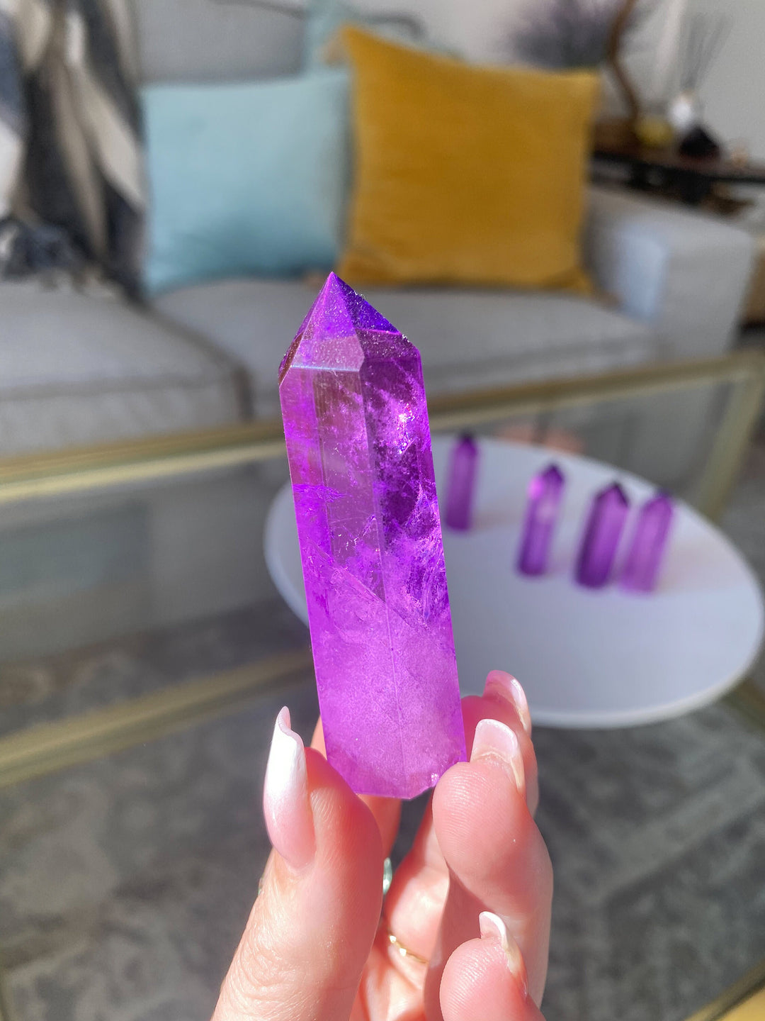 Purple Quartz Aura Points 2.5" tall each - Angel Aura