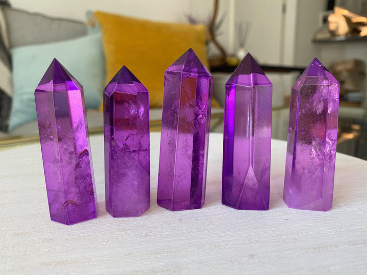 Purple Quartz Aura Points 2.5" tall each - Angel Aura