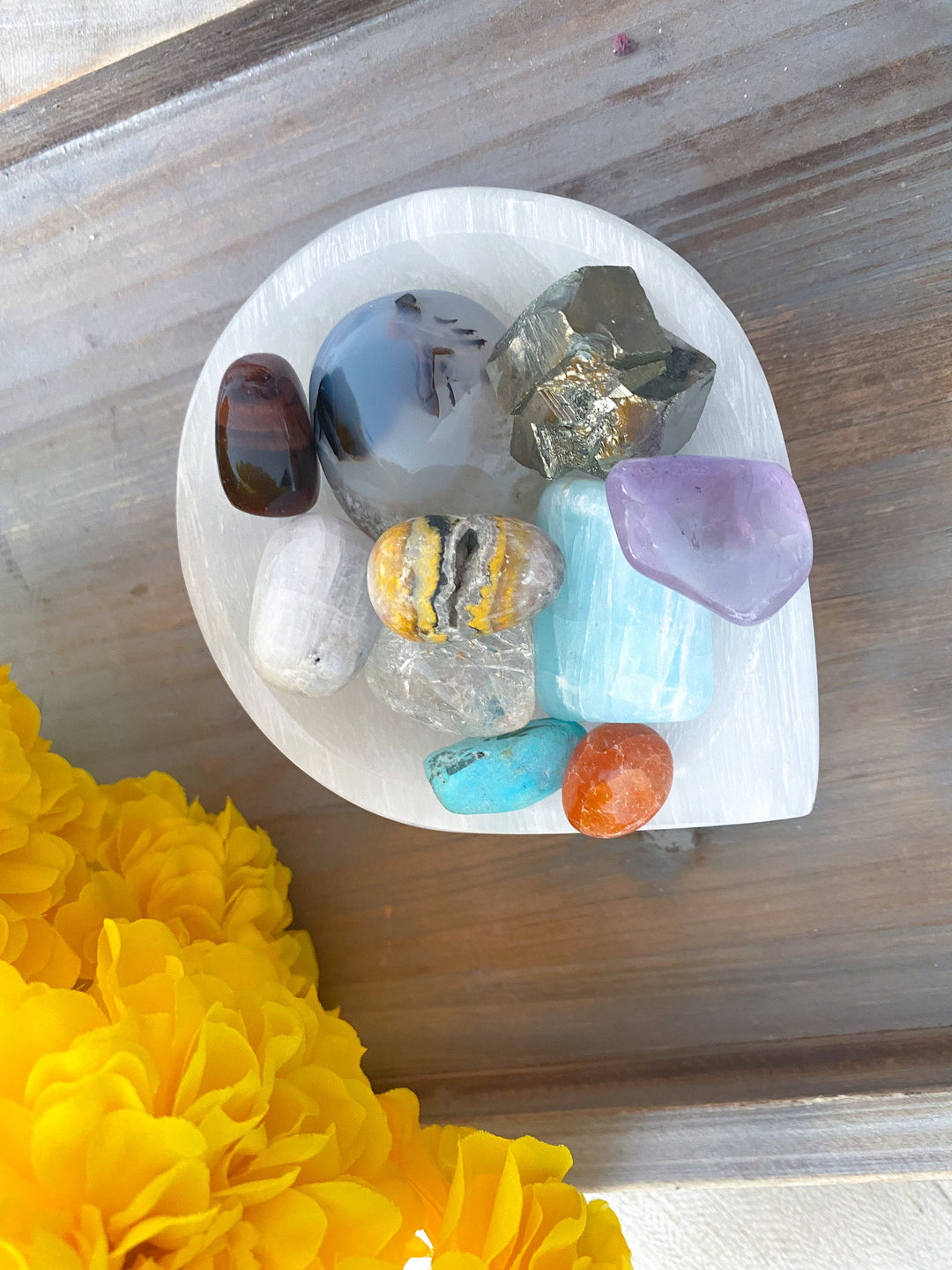 Selenite Tear Drop Shape Bowl
