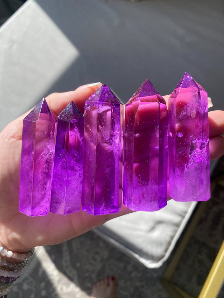 Purple Quartz Aura Points 2.5" tall each - Angel Aura