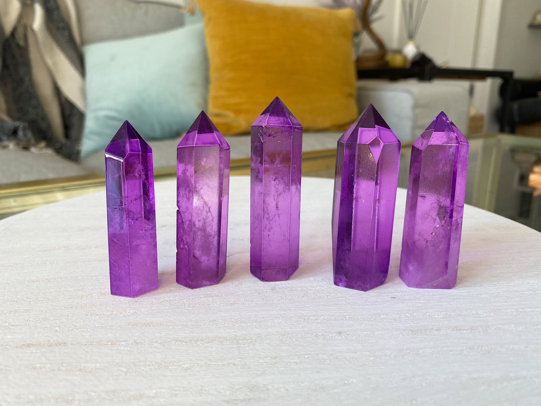 Purple Quartz Aura Points 2.5" tall each - Angel Aura