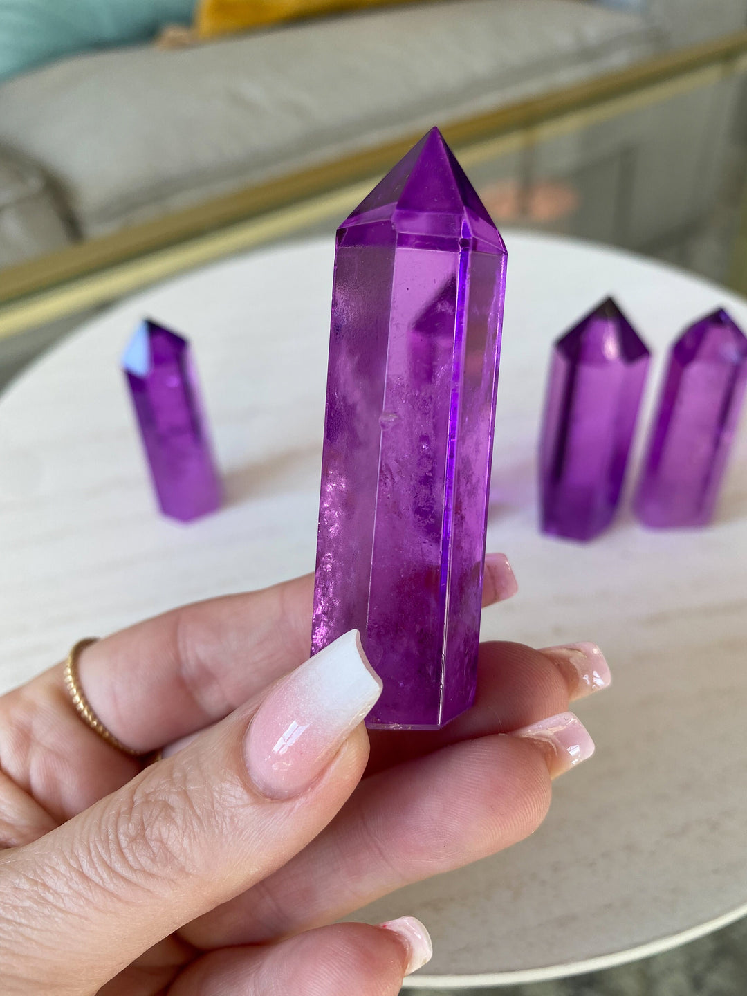 Purple Quartz Aura Points 2.5" tall each - Angel Aura