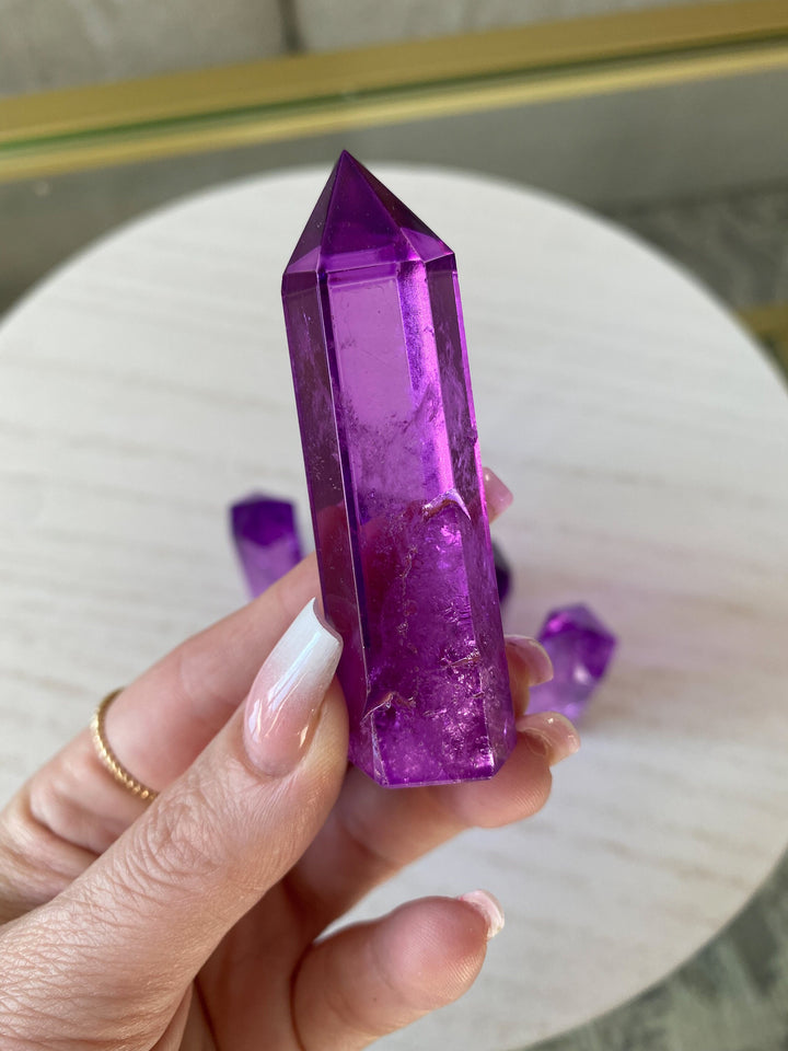Purple Quartz Aura Points 2.5" tall each - Angel Aura