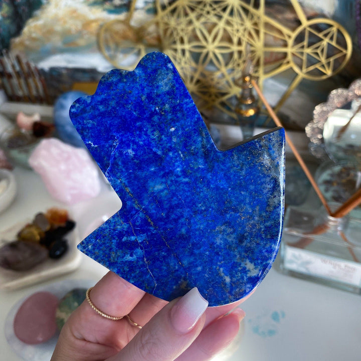 Lapis Lazuli Hamsa Hand Carving