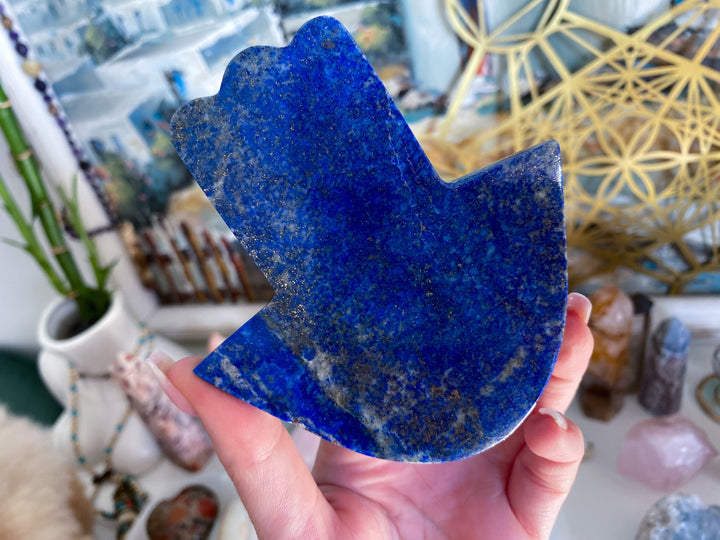 Lapis Lazuli Hamsa Hand Carving