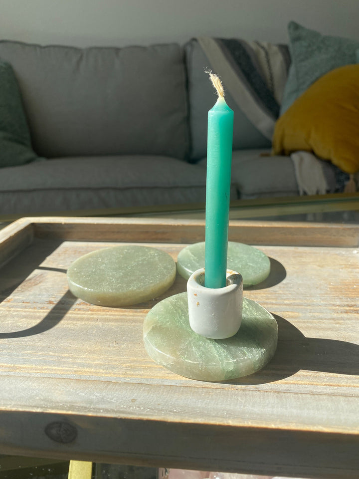 Light Green Aventurine Charger - Circle - Slice - Health - Achievement - Success - Money - Heart - Prosperity - Happy - Coaster