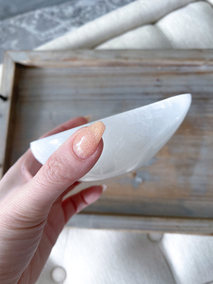 Selenite Tear Drop Shape Bowl
