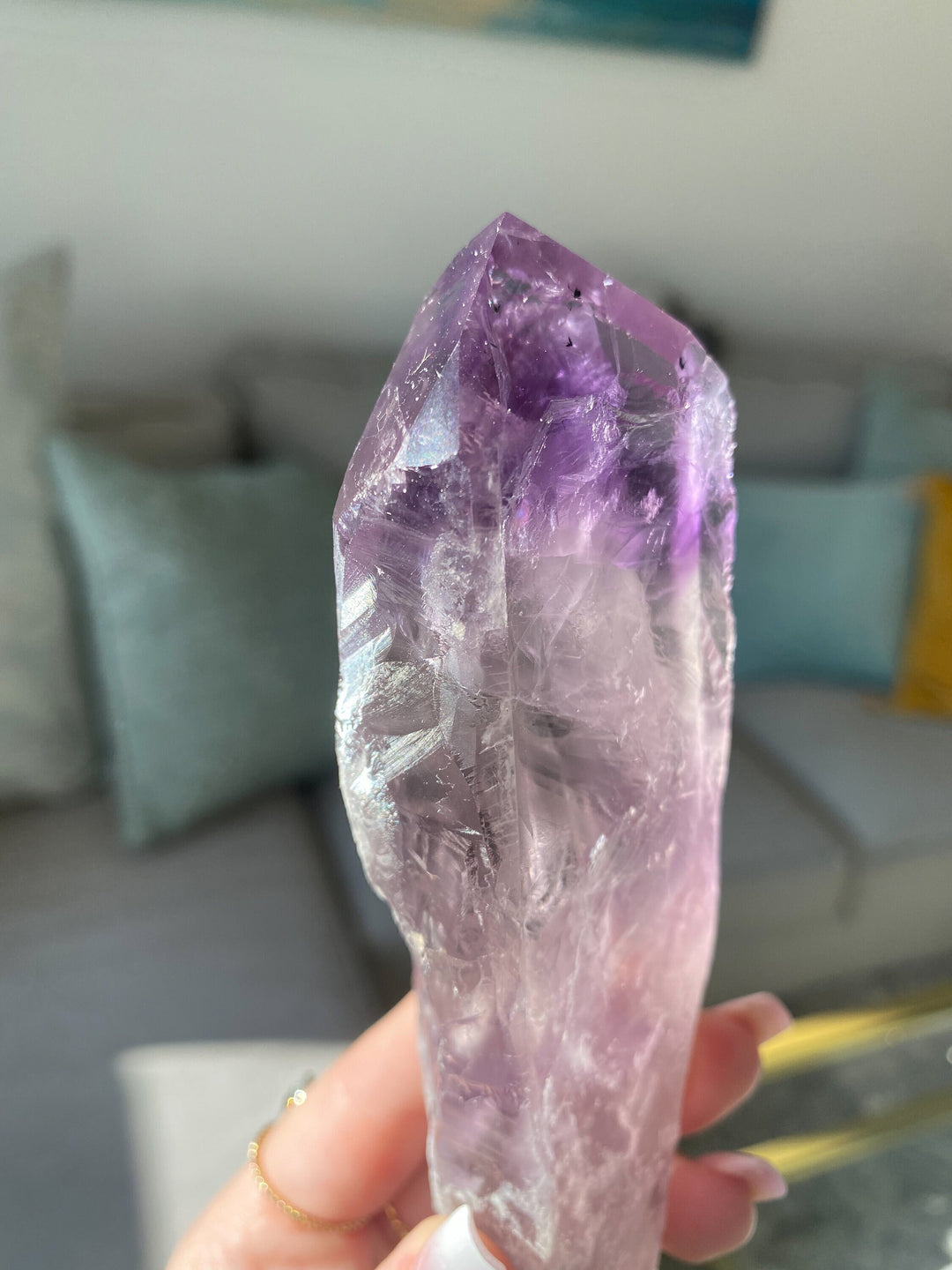 HUGE 8" Amethyst Wand Polished - Energy Cleanse Crystal - Calming - Creativity - Psychic Protection - Amethyst Root - Amethyst Scepter