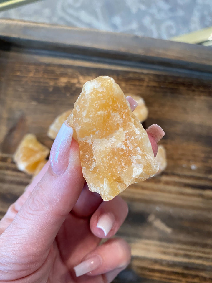 Gummy Orange Calcite Raw Chunk, Small