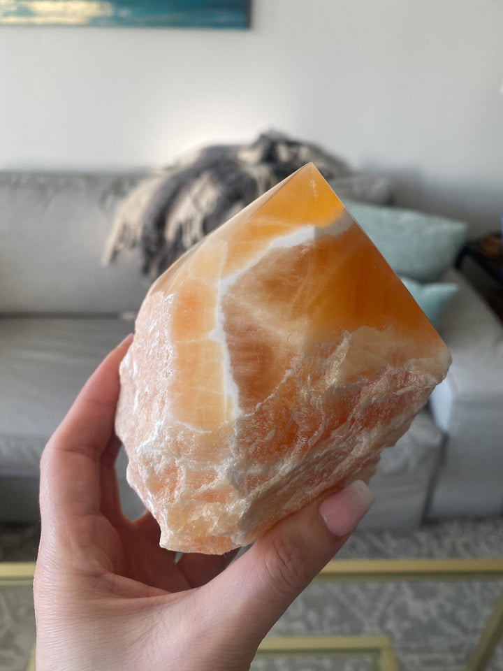 CHUNKY 2.8lb Orange Calcite Top Polish