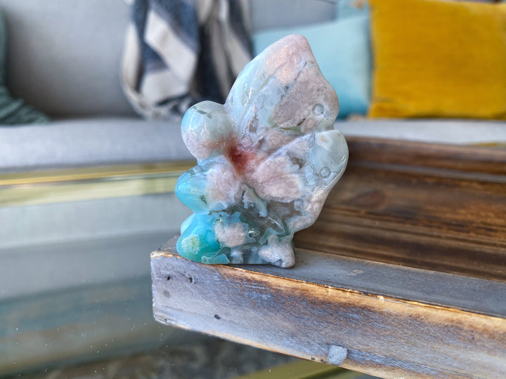 Green Pink Flower Agate Fairy Carving - Cherry Blossom - Cheerful - Happy - Spiritual Growth - New Beginnings