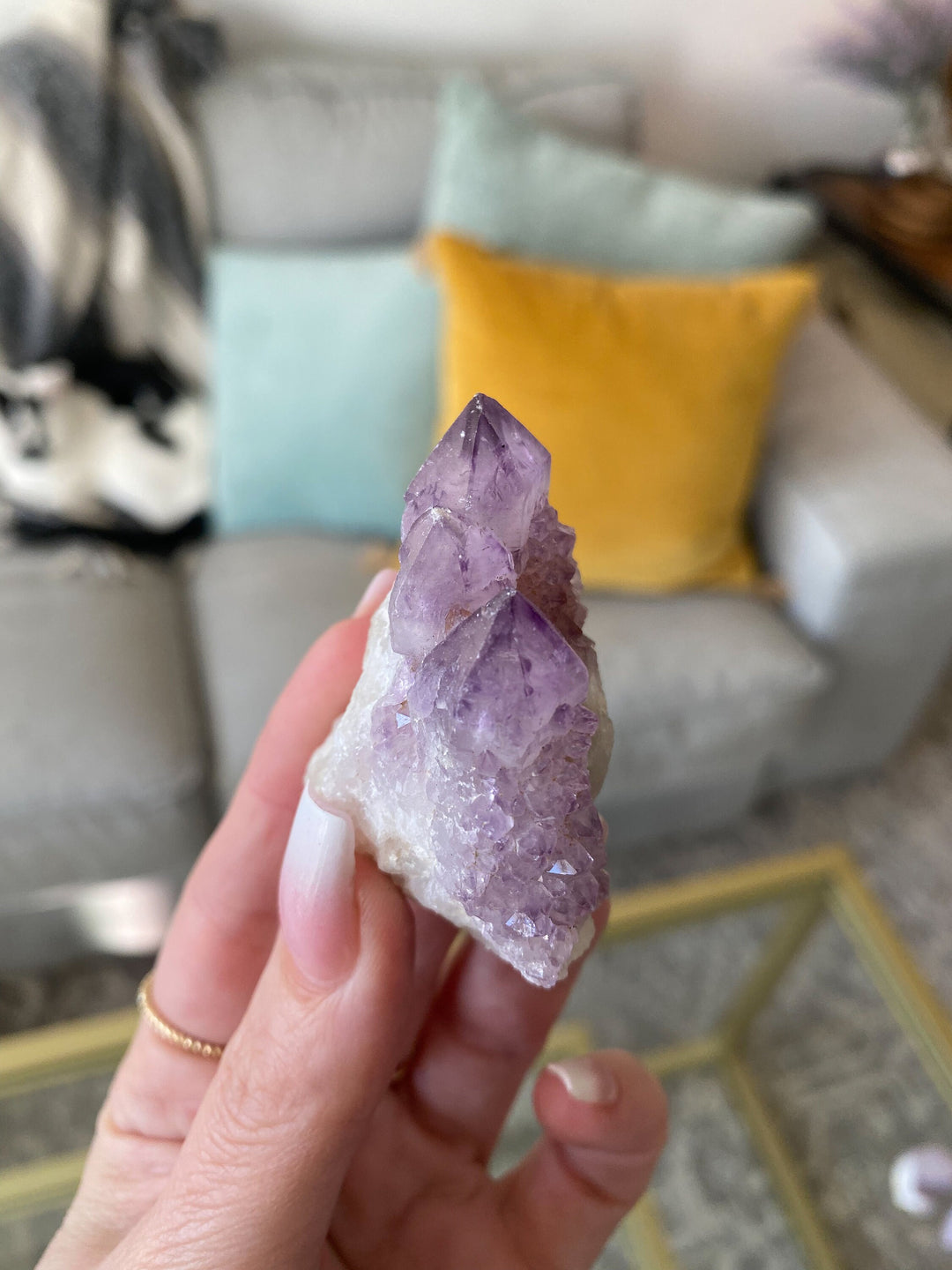 Deep Purple Spirit Quartz Point - 50 grams - Get Exact item - Harmony - Alignment - Aura Cleanse - Cactus Quartz - Small, Medium
