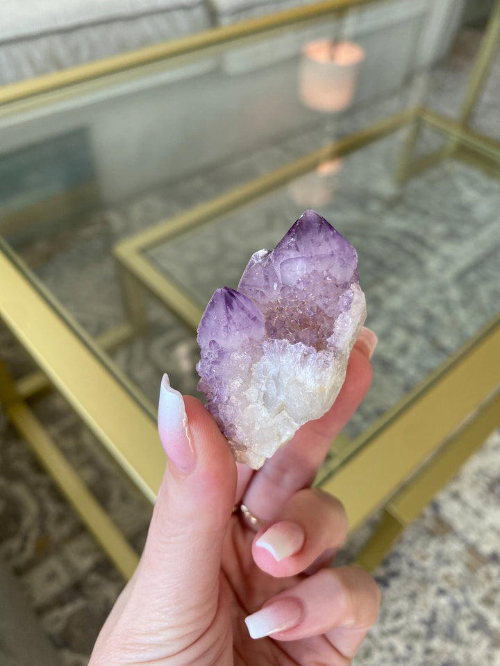 Deep Purple Spirit Quartz Point - 50 grams - Get Exact item - Harmony - Alignment - Aura Cleanse - Cactus Quartz - Small, Medium