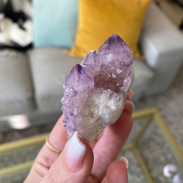 Deep Purple Spirit Quartz Point - 50 grams - Get Exact item - Harmony - Alignment - Aura Cleanse - Cactus Quartz - Small, Medium