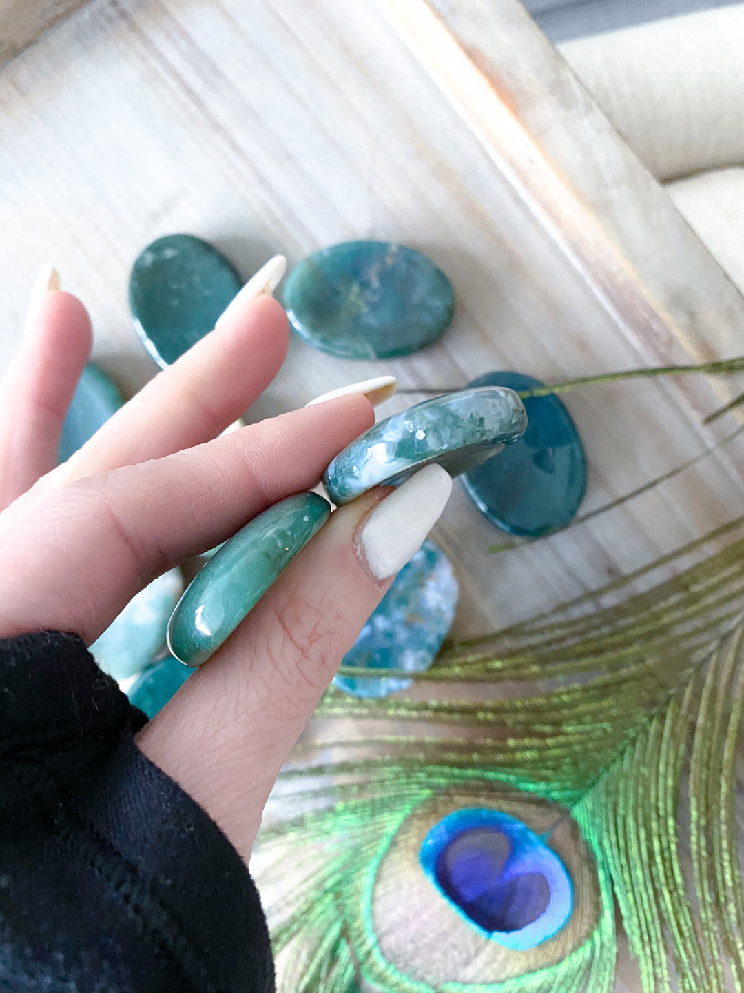 Green Moss Agate Worry Stone
