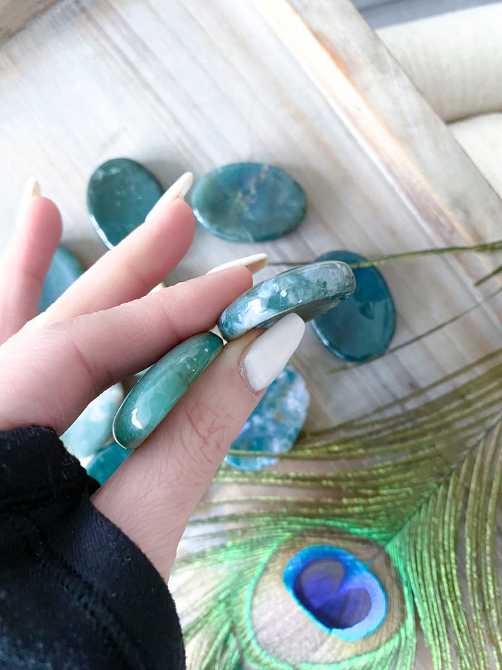 Green Moss Agate Worry Stone