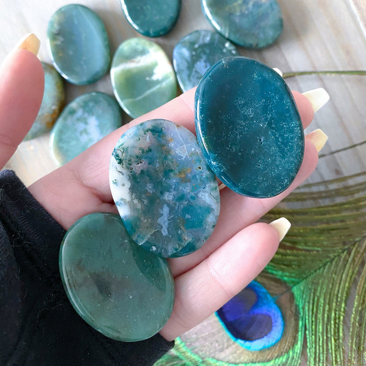 Green Moss Agate Worry Stone