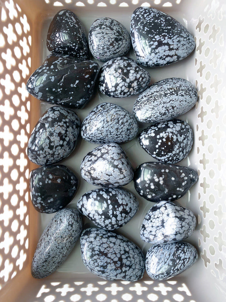 Snowflake Obsidian Pebble Palm Stones