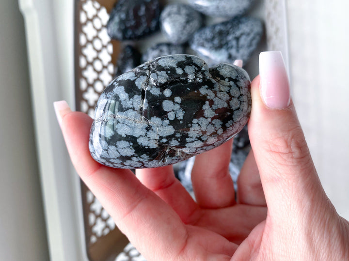 Snowflake Obsidian Pebble Palm Stones