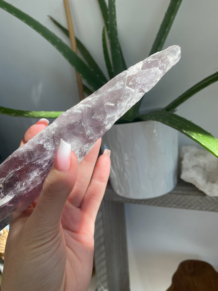 HUGE 8" Amethyst Wand Polished - Energy Cleanse Crystal - Calming - Creativity - Psychic Protection - Amethyst Root - Amethyst Scepter