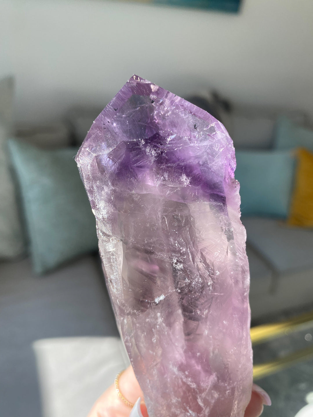 HUGE 8" Amethyst Wand Polished - Energy Cleanse Crystal - Calming - Creativity - Psychic Protection - Amethyst Root - Amethyst Scepter
