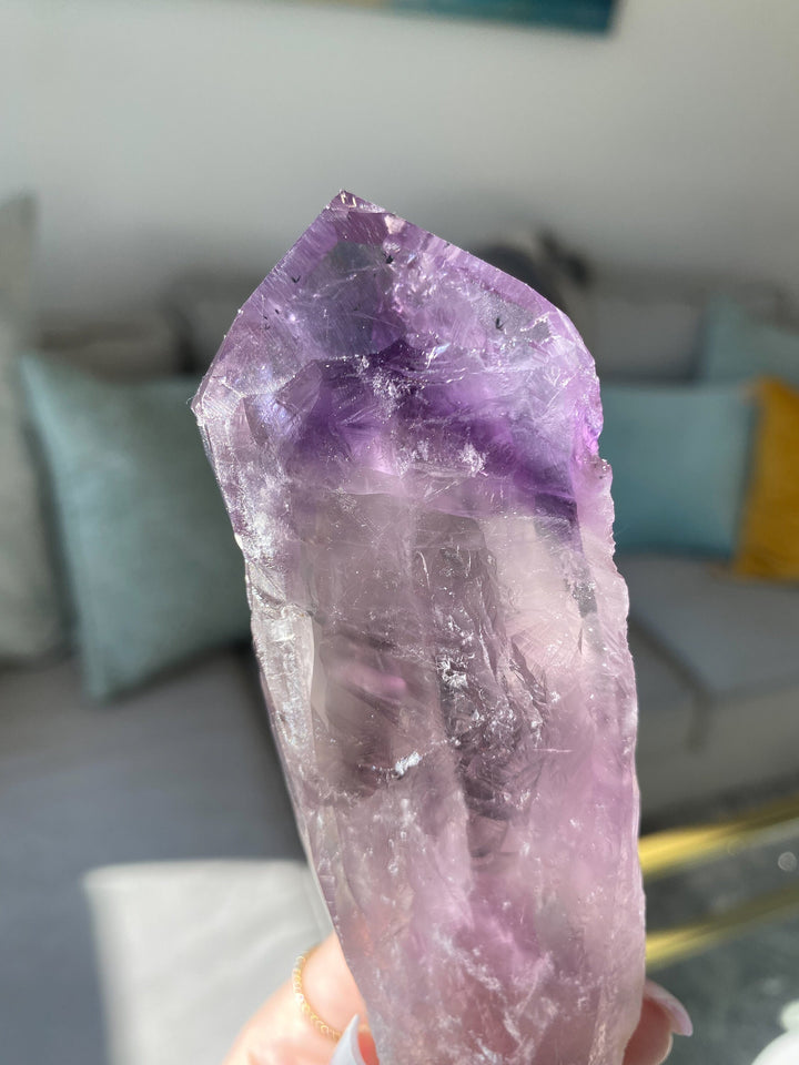 HUGE 8" Amethyst Wand Polished - Energy Cleanse Crystal - Calming - Creativity - Psychic Protection - Amethyst Root - Amethyst Scepter