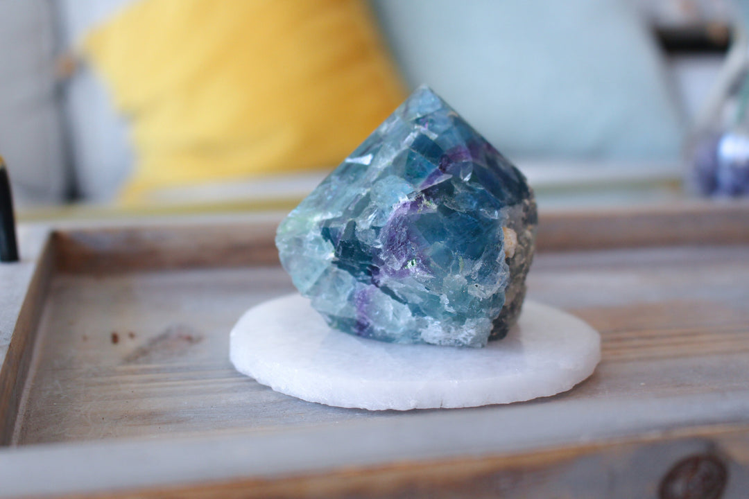 Blue Purple Rainbow Fluorite Top Polish Point - Get this EXACT Stone - Protection - Aura Cleanse - Communication - Visions