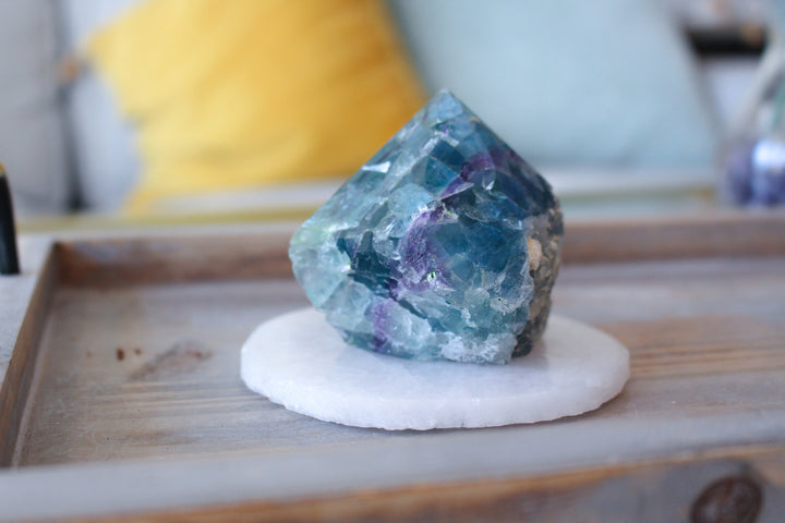 Blue Purple Rainbow Fluorite Top Polish Point - Get this EXACT Stone - Protection - Aura Cleanse - Communication - Visions