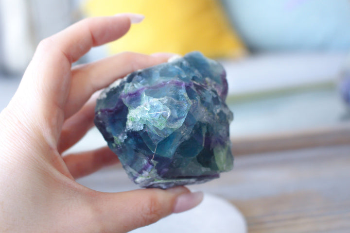 Blue Purple Rainbow Fluorite Top Polish Point - Get this EXACT Stone - Protection - Aura Cleanse - Communication - Visions