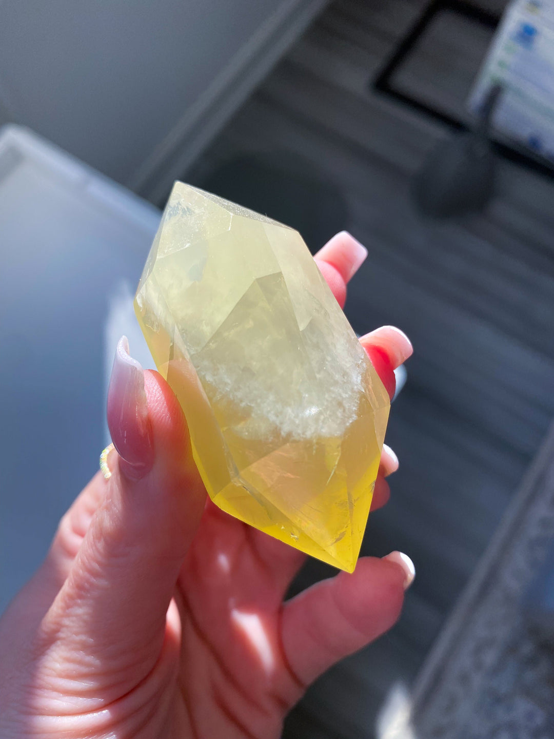 Small Lemon Topaz Double Terminated Wand w/ Rainbows - Yellow Topaz Point - Healing Energy - Protection - 2.5 inches - Yellow Topaz Crystal