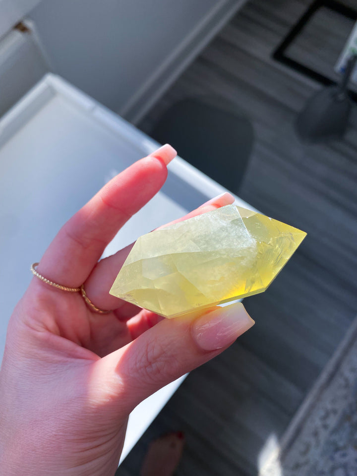 Small Lemon Topaz Double Terminated Wand w/ Rainbows - Yellow Topaz Point - Healing Energy - Protection - 2.5 inches - Yellow Topaz Crystal