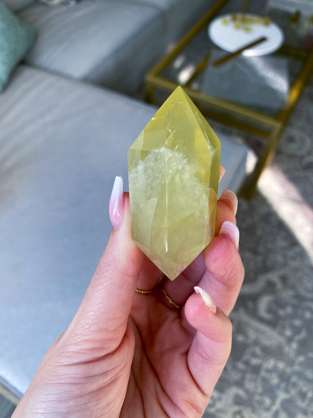 Small Lemon Topaz Double Terminated Wand w/ Rainbows - Yellow Topaz Point - Healing Energy - Protection - 2.5 inches - Yellow Topaz Crystal