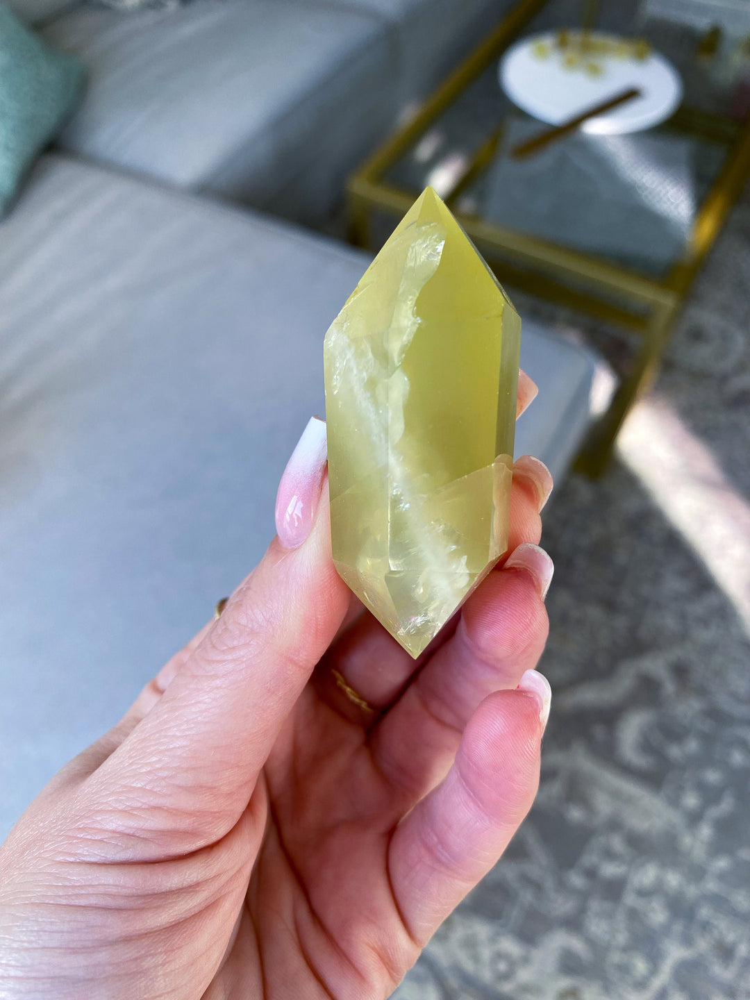Small Lemon Topaz Double Terminated Wand w/ Rainbows - Yellow Topaz Point - Healing Energy - Protection - 2.5 inches - Yellow Topaz Crystal