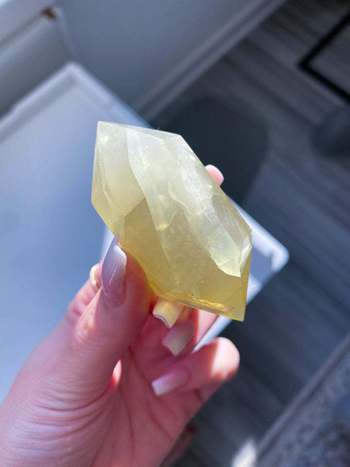 Small Lemon Topaz Double Terminated Wand w/ Rainbows - Yellow Topaz Point - Healing Energy - Protection - 2.5 inches - Yellow Topaz Crystal
