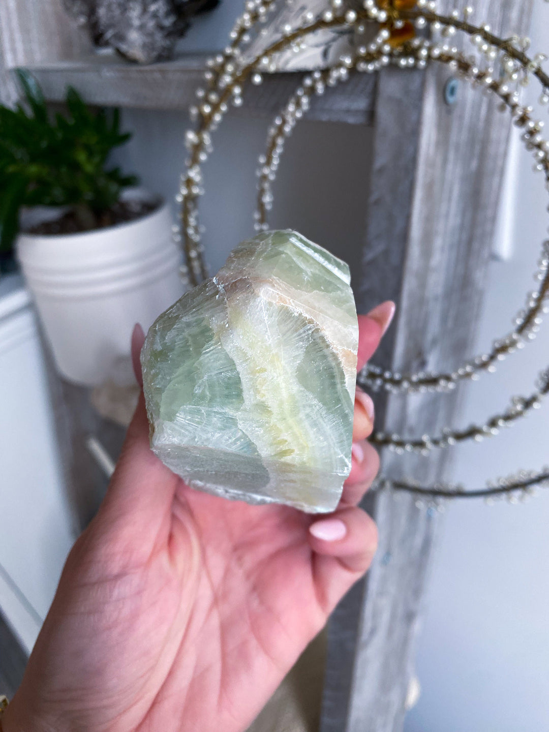Green Calcite Top Polish Point - Increase Patience - Self Love - Heart Chakra - Green Calcite Point