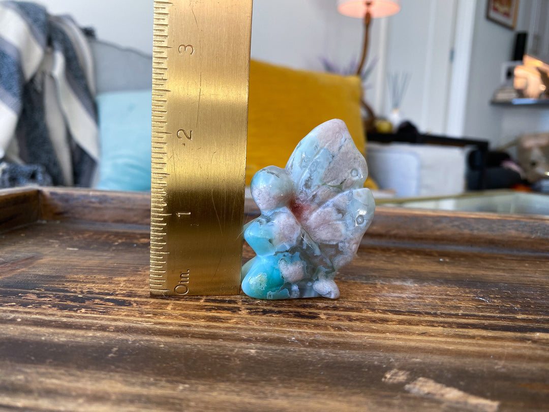 Green Pink Flower Agate Fairy Carving - Cherry Blossom - Cheerful - Happy - Spiritual Growth - New Beginnings