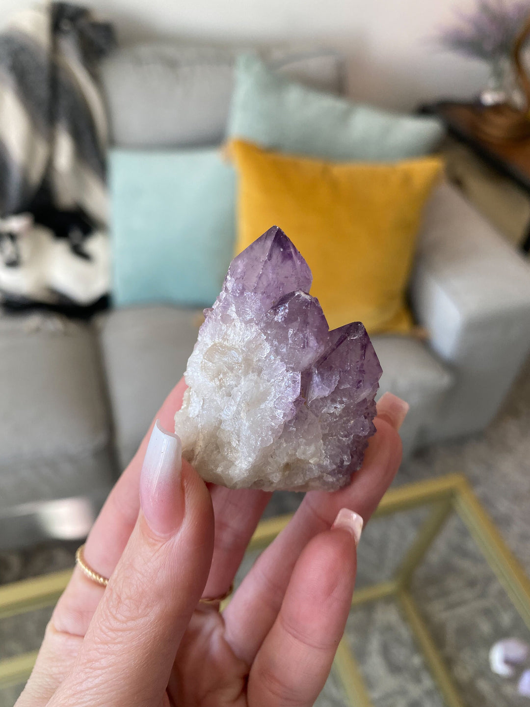 Deep Purple Spirit Quartz Point - 50 grams - Get Exact item - Harmony - Alignment - Aura Cleanse - Cactus Quartz - Small, Medium