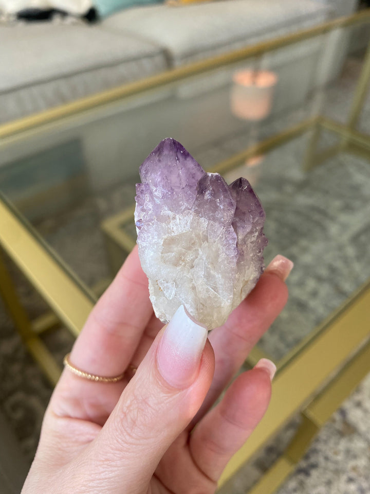 Deep Purple Spirit Quartz Point - 50 grams - Get Exact item - Harmony - Alignment - Aura Cleanse - Cactus Quartz - Small, Medium