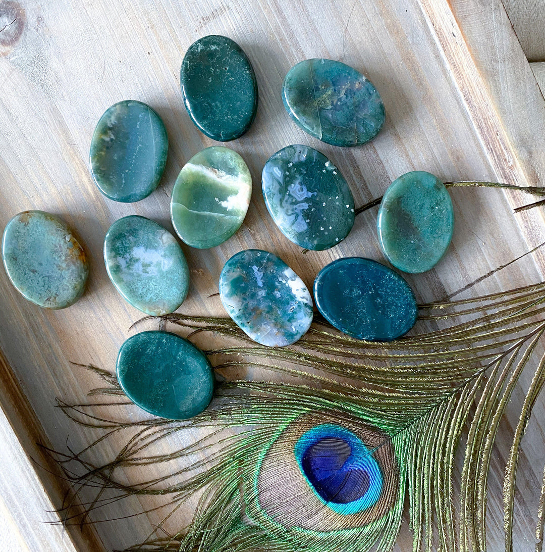 Green Moss Agate Worry Stone