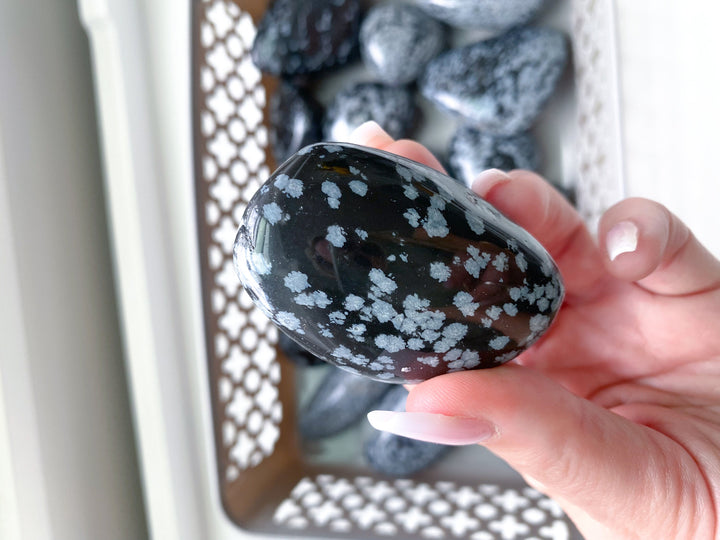 Snowflake Obsidian Pebble Palm Stones