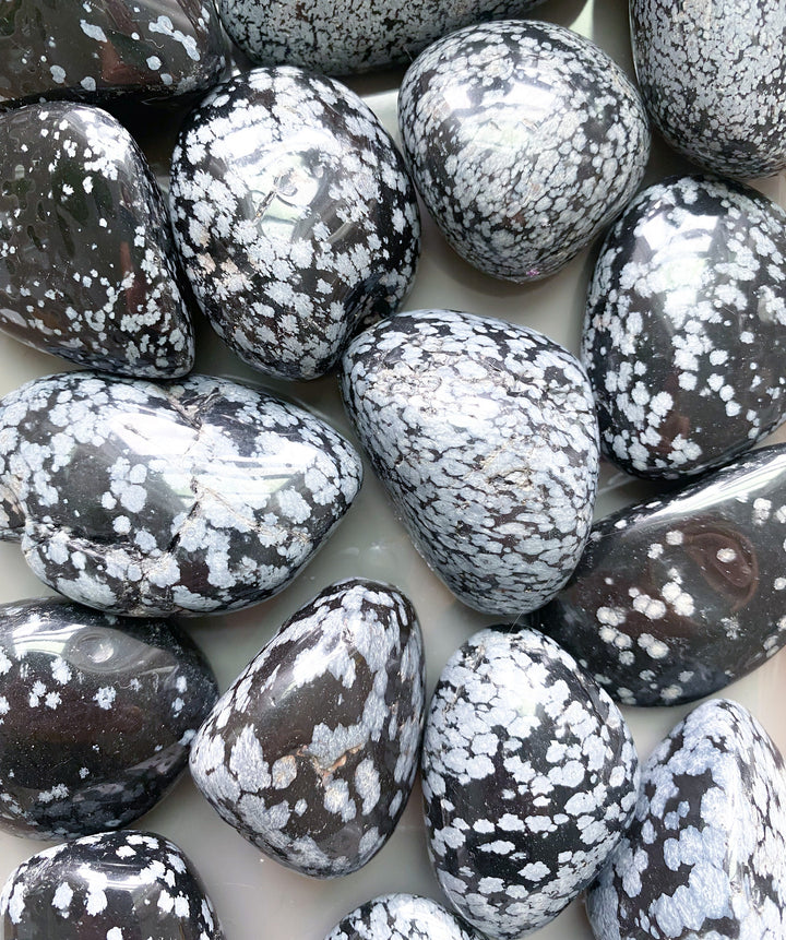 Snowflake Obsidian Pebble Palm Stones