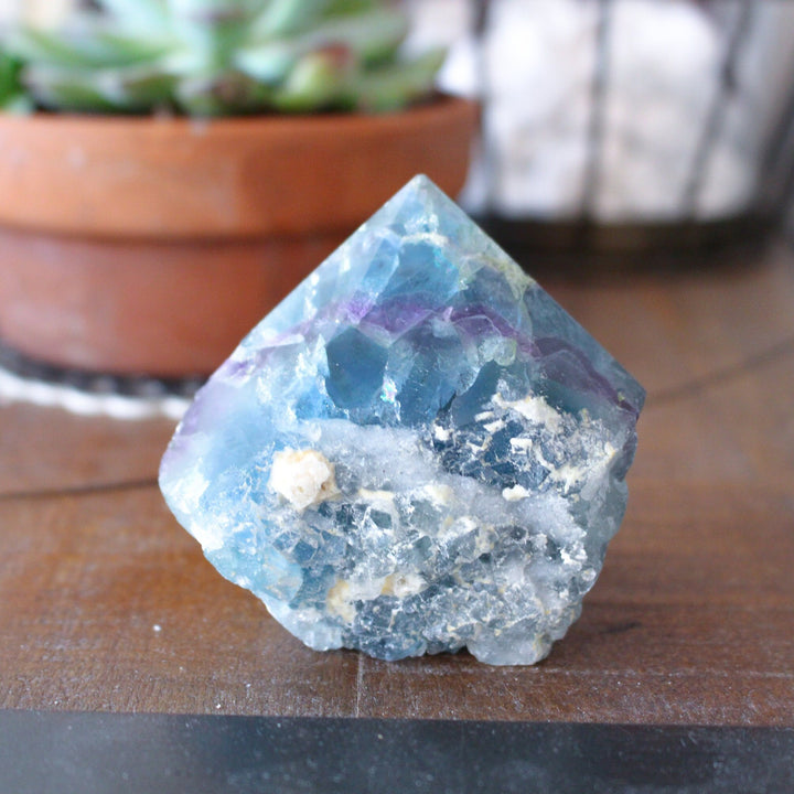 Blue Purple Rainbow Fluorite Top Polish Point - Get this EXACT Stone - Protection - Aura Cleanse - Communication - Visions