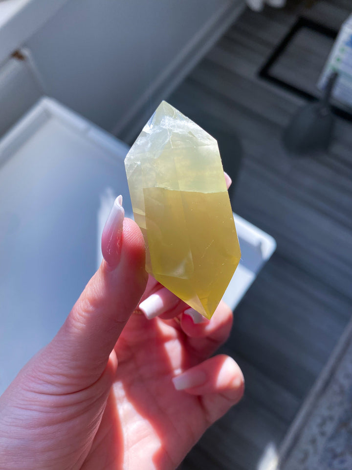 Small Lemon Topaz Double Terminated Wand w/ Rainbows - Yellow Topaz Point - Healing Energy - Protection - 2.5 inches - Yellow Topaz Crystal