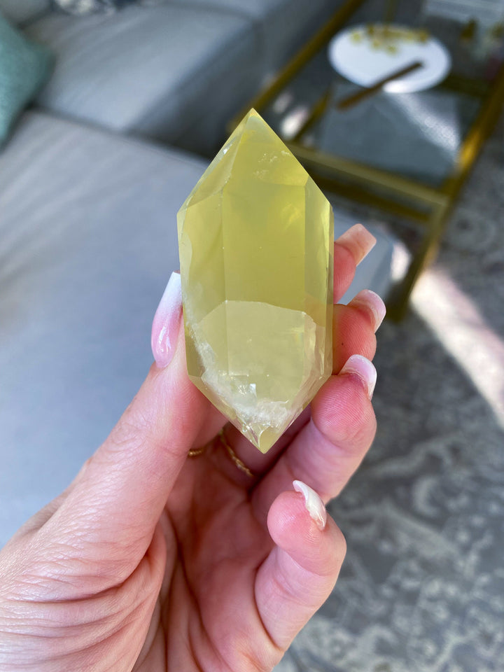 Small Lemon Topaz Double Terminated Wand w/ Rainbows - Yellow Topaz Point - Healing Energy - Protection - 2.5 inches - Yellow Topaz Crystal