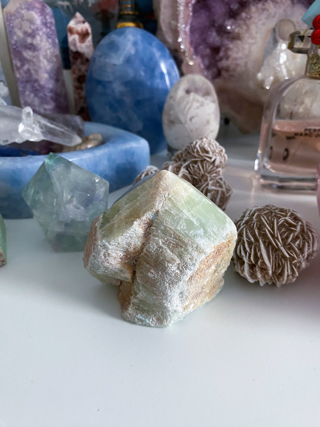 Green Calcite Top Polish Point - Increase Patience - Self Love - Heart Chakra - Green Calcite Point