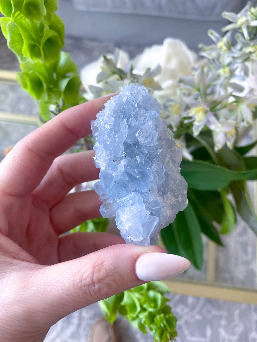 DOUBLE sided Celestite cluster - Get this exact Stone - Angel Crystal - Healing - Psychic Powers - Celestine - Consciousness - Mindfulness