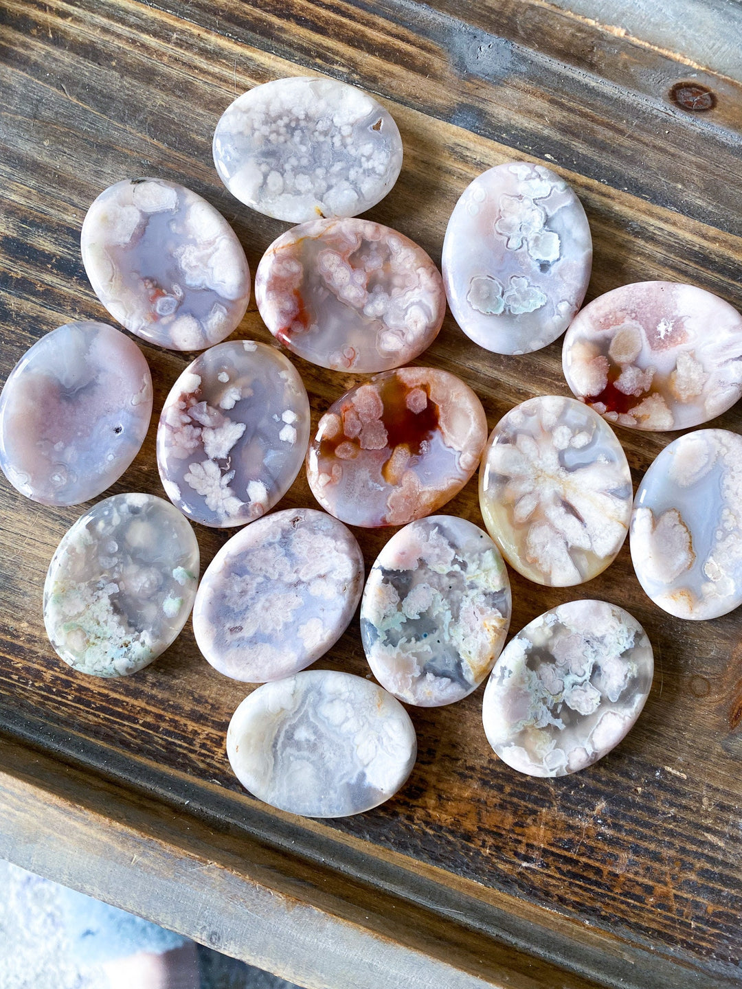 QUALITY Large Flower Agate Worry Stone - You Choose - Growth - Protection - Passion - Balance - Healing - Love - New Beginnings