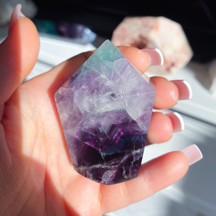 Polished Rainbow Purple Fluorite Point - Get EXACT Stone